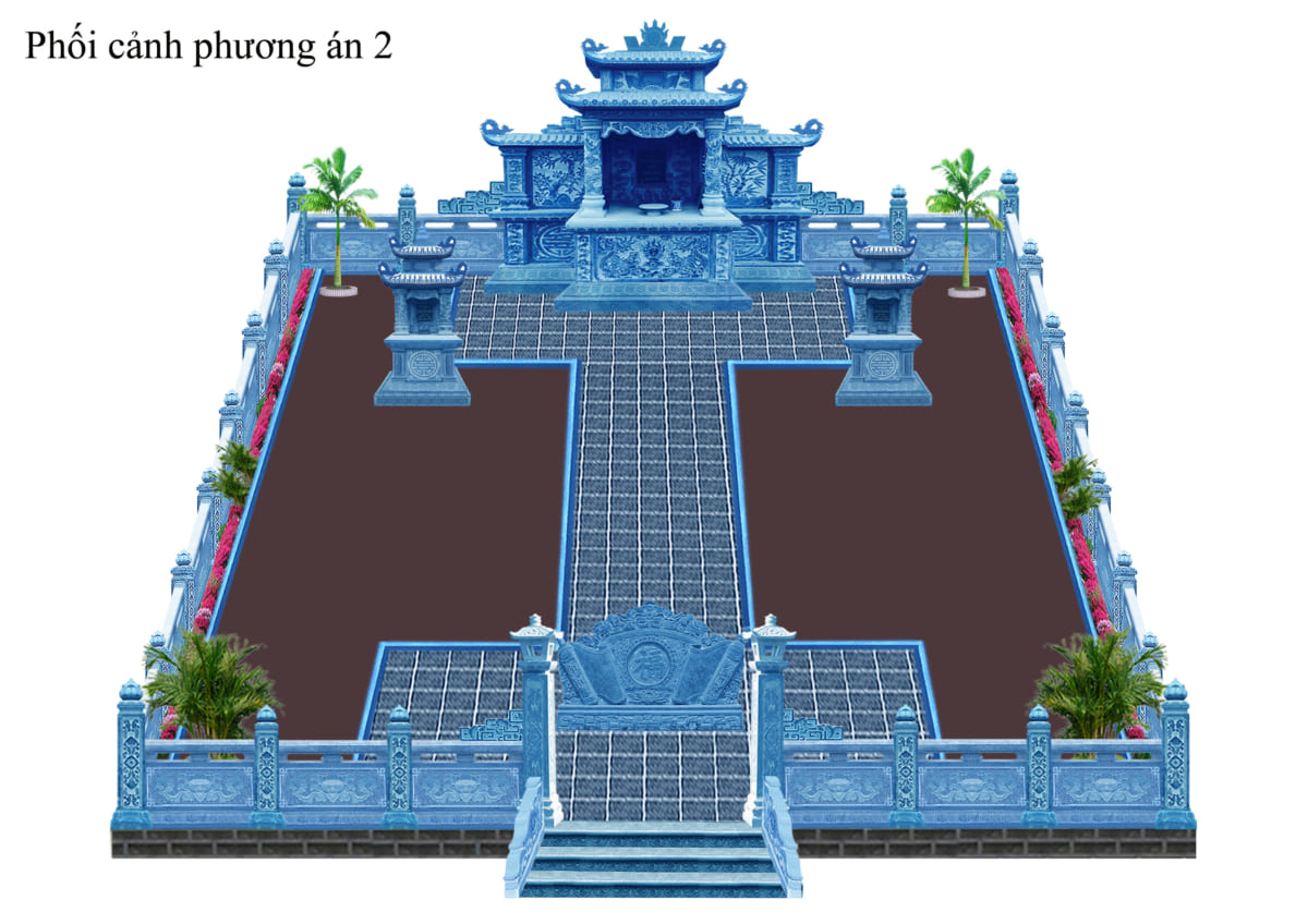 Bản vẽ phối cảnh khu lăng mộ đá đẹp